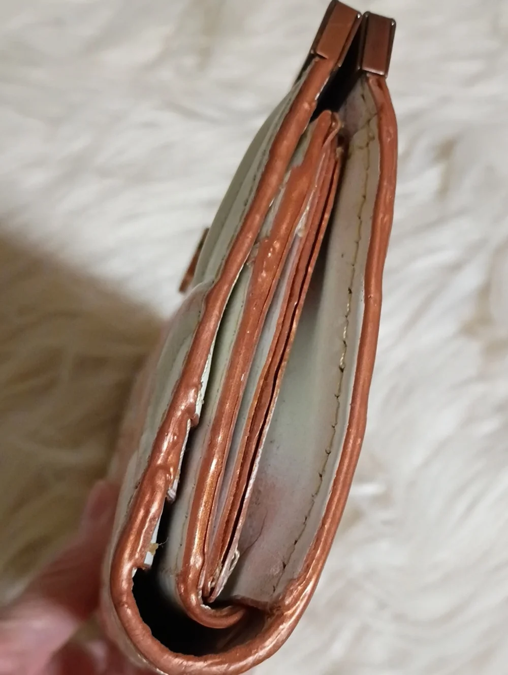 Leather embossed Floral Wallet copper Rose Gold Patricia Nash